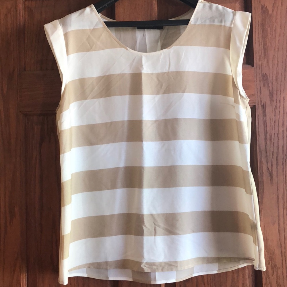 The Limited Cap Sleeve cream/tan striped shirt